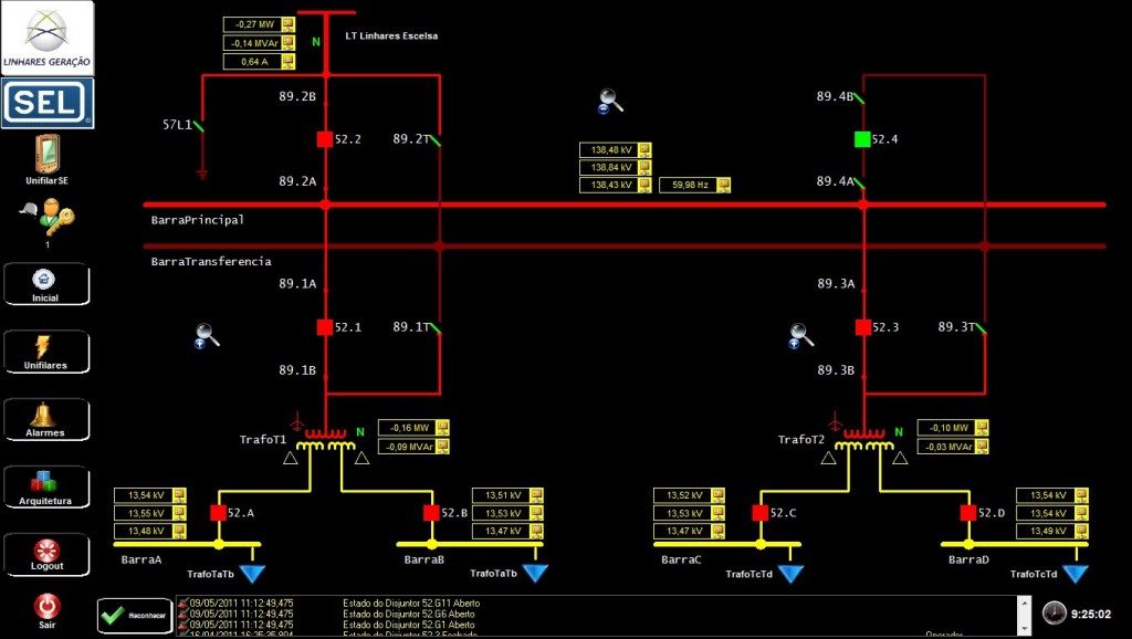 Figure 10. Screen displaying one of the six single-line diagrams online