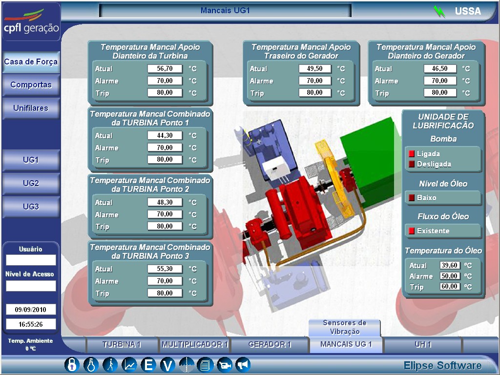 Figure 8. Screen displaying the pop-up control of the bearings