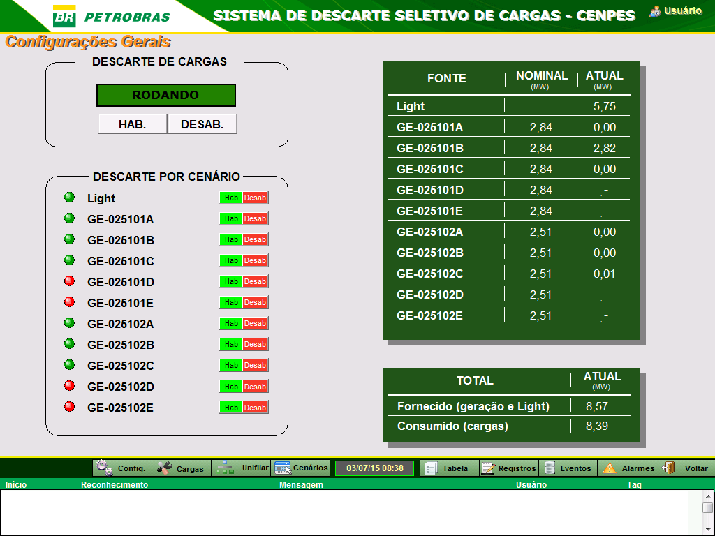 Load discard being controlled via an Elipse Power screen