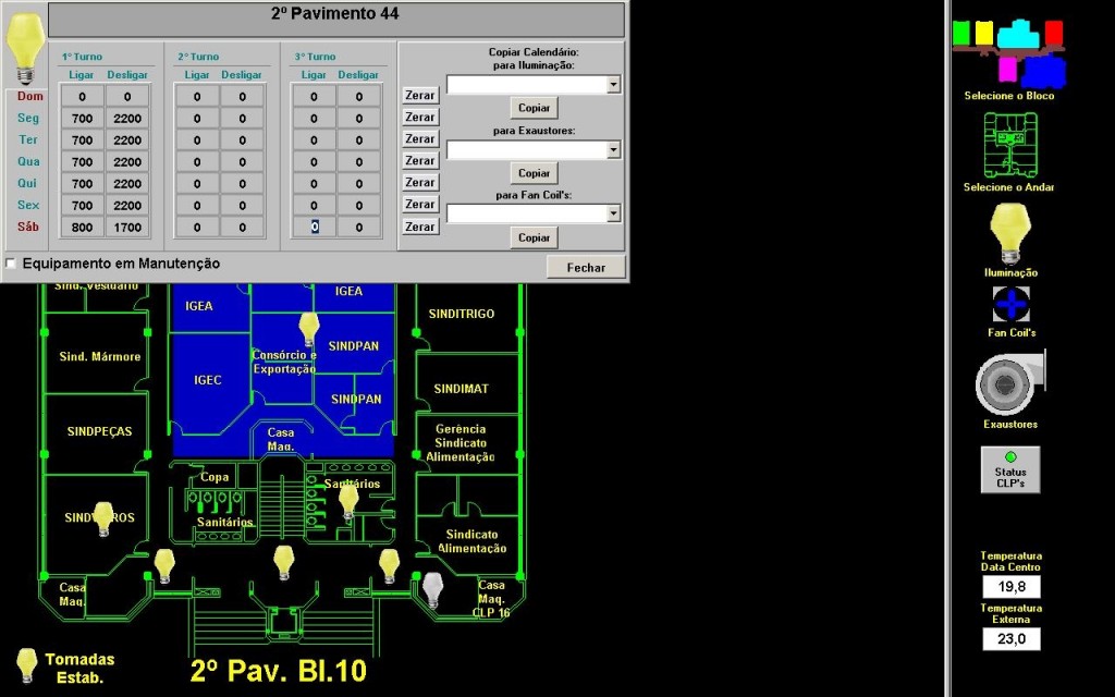 Controle da iluminação do 2º pavimento – bloco 10