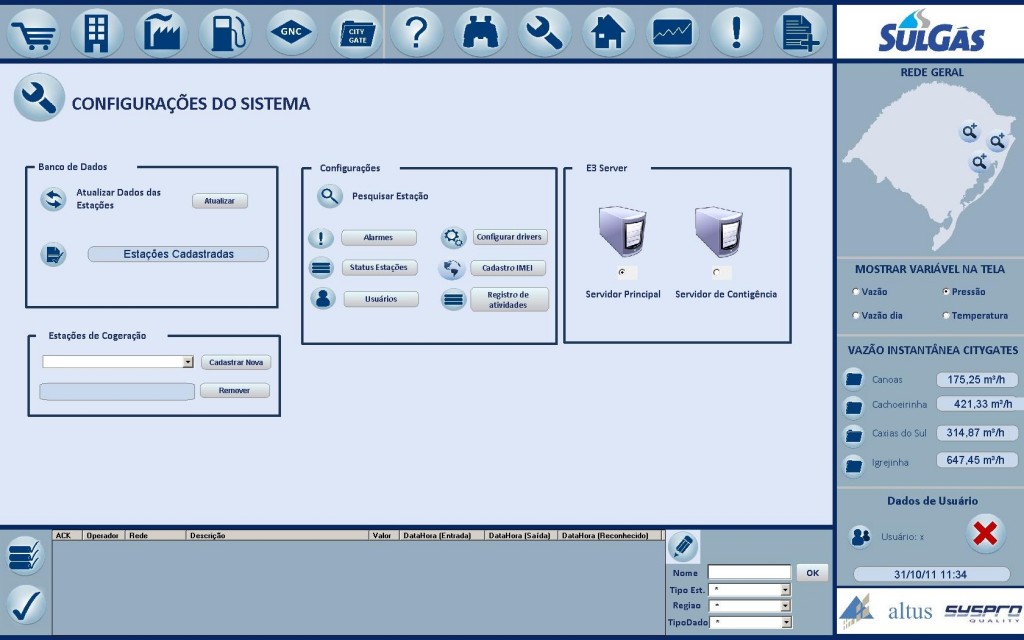 Figura 1. Tela de configuração do sistema