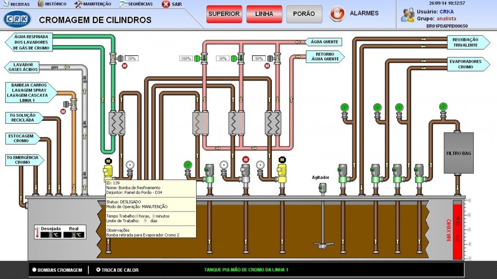 The screen indicates that pump 139 is turned off and on maintenance mode