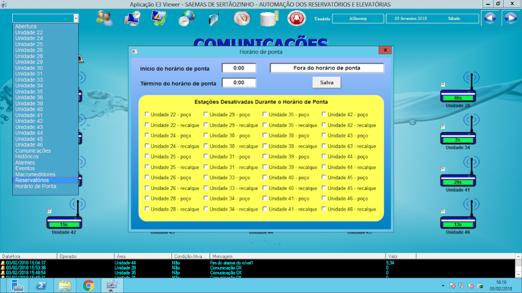 Figure 4. Selecting the stations to be turned on during peak periods